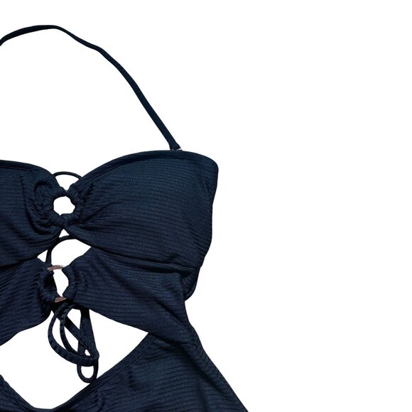 Hula Honey Ribbed One Piece Swimsuit Juniors' Size Small in Black New With Tags! - Picture 3 of 9